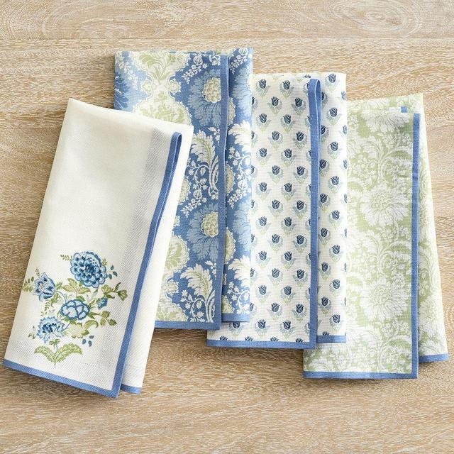 Kravet Cotton Napkins, Mixed Set of 4 - Azure