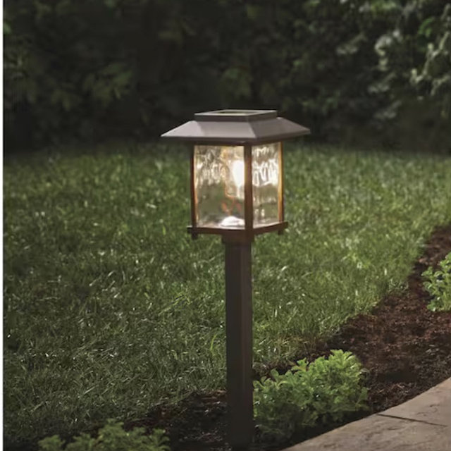 Hampton Bay Parkwood 14 Lumen Bronze 2-Tone Finish LED Weather Resistant Outdoor Solar Path Light with Glass Lens (12-Pack) 52300-024