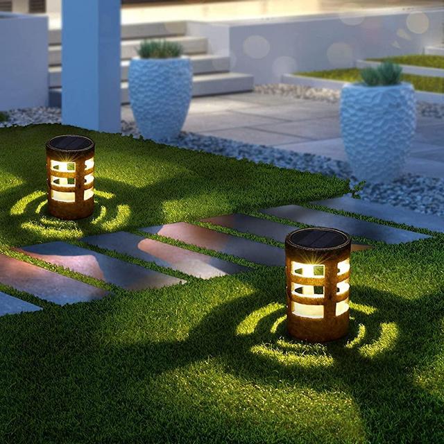 Solar Lights Outdoor （2Pack） Stone imitation outdoor waterproof solar street light, LED landscape lighting,solar lights outdoor pathway , sidewalks, courtyards and lawns