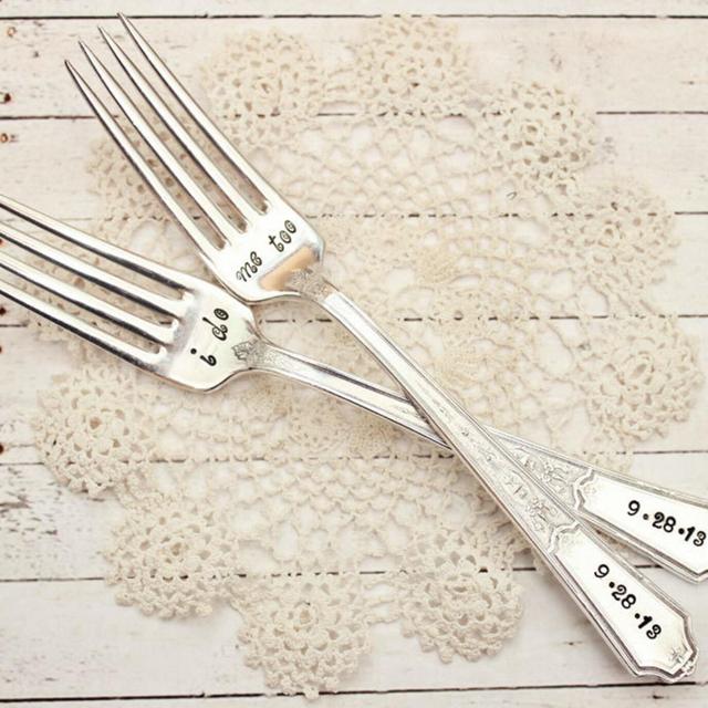 Custom Wedding Day Forks - Hand Stamped -...