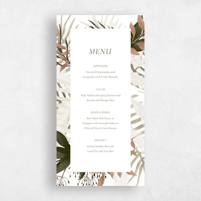 White Greenery Wedding Menu - Segovia