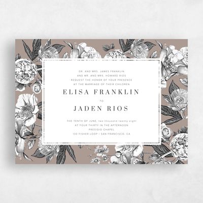 Rich Taupe, Brown Wedding Invitation - Trèfle Landscape