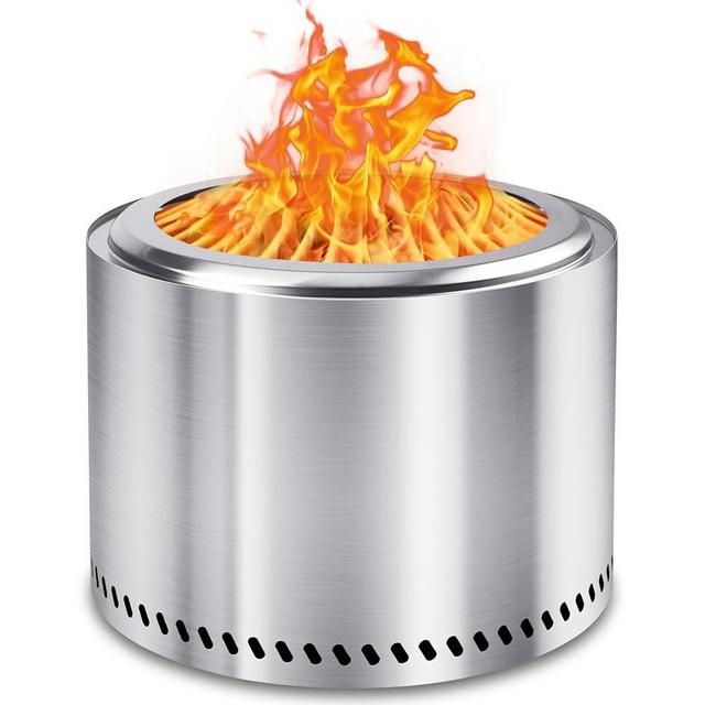 HGD 20 Inch Smokeless Patio Fire Pit, Outdoor Wood Burning Stove, Stainless Steel Firepit for Backyard, Patio, Garden, Picnic