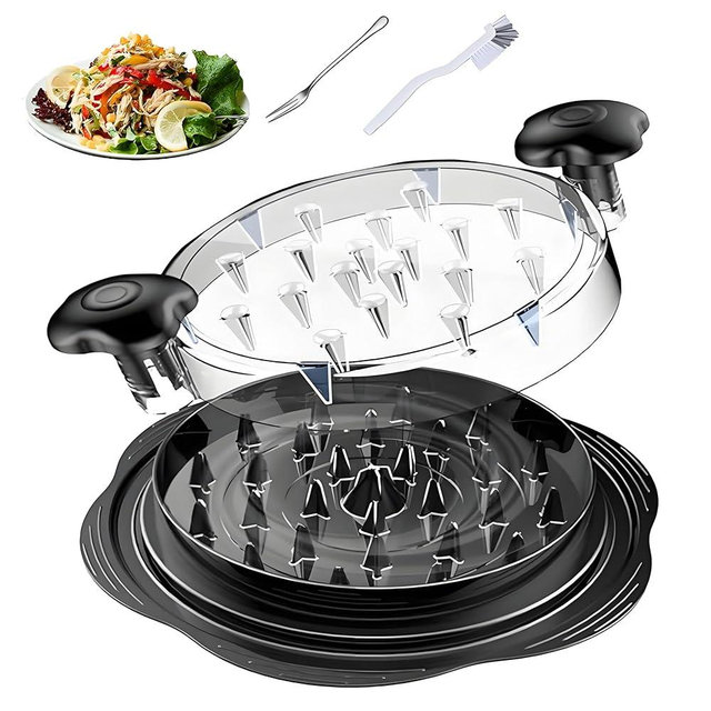 Firmlly Chicken Shredder Tool with Brush - 10" Meat Grinder for Pulled Pork, Beef & Vegetables | Non-Slip flower Base, Dishwasher Safe & Ergonomic Grip,Black