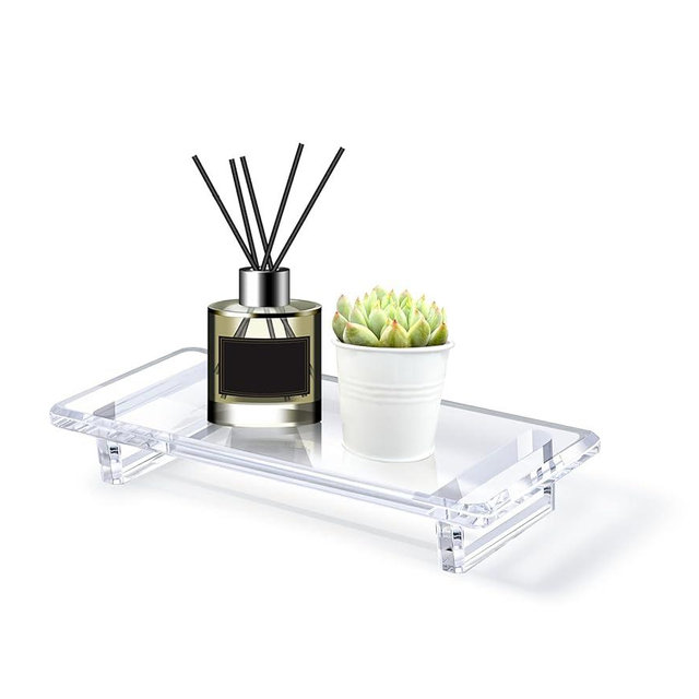 Chivalral Acrylic Bathroom Counter Tray: Water-Resistant Kitchen and Bathroom Tray Countertop Decor,Perfect for Soap Dish,Vanity,Plant,Candle Decor,and Riser Organizer-Small