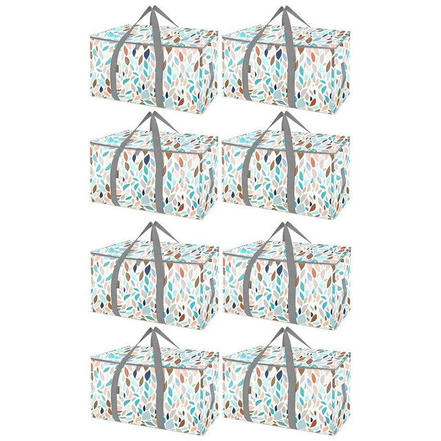 BALEINE 8-Pack Oversized Moving Bags with Reinforced Handles, Heavy-Duty Storage Tote for Clothes, Moving Supplies (Mosaic, 8-Pack)