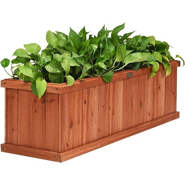 Giantex Raised Garden Bed Flower or Vegetable Planter Window Mounted Plant Box for Garden, Yard Wood Box for Planting (40" LX12 WX12 H)