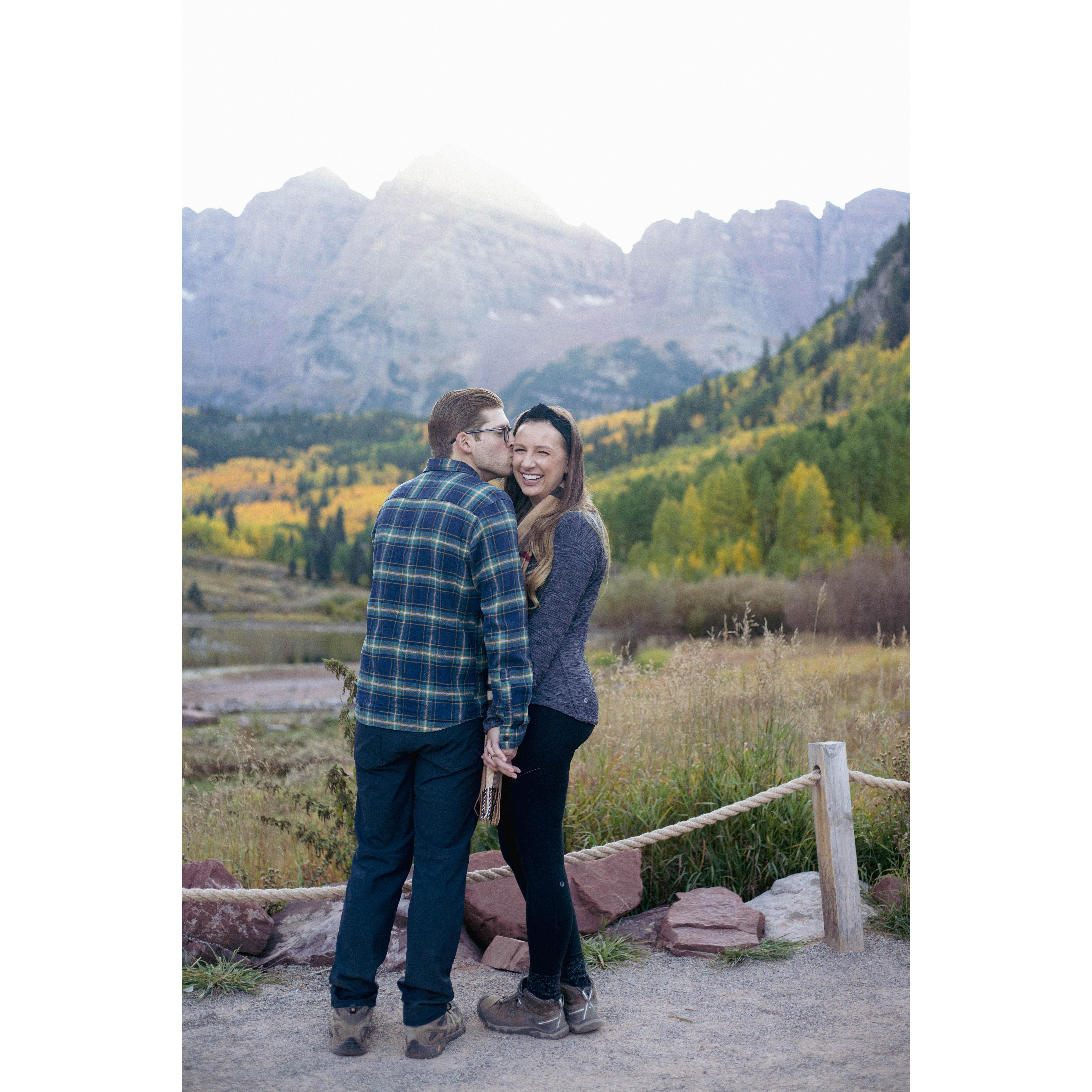 The proposal day at Maroon Bells in Aspen, Colorado. September 2021