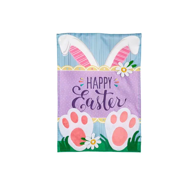 Happy Easter Bunny Applique Garden Flag