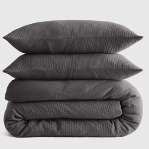 Organic Cotton Gauze Duvet Cover Set (Charcoal, King/Cal King)