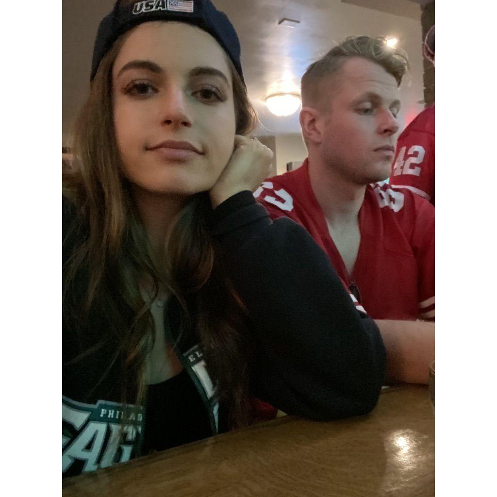The last time Jenna wore an Eagles sweatshirt. Let's go Niners!