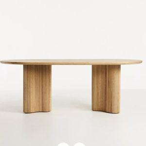 Scout Oval Double Pedestal Burl Wood Dining Table