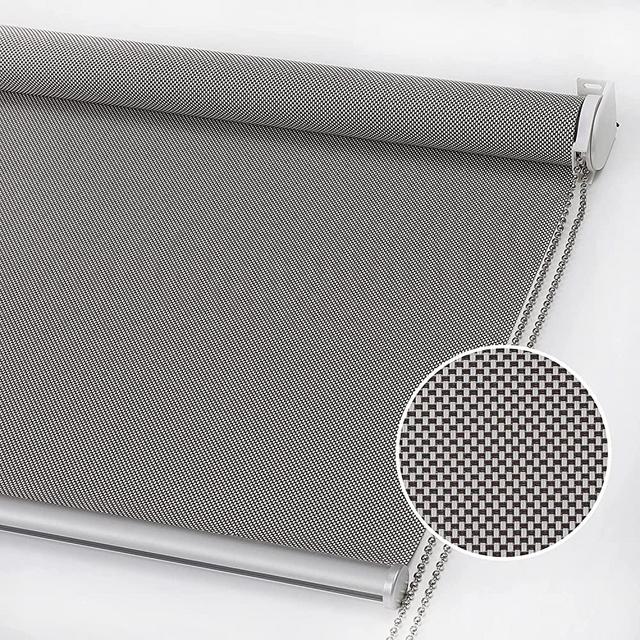 ChrisDowa Light Filtering Roller Shades, with 5% Openness Solar Screen, UV Protection, Water Proof Fabric. Solar Semi Sheer Roller Blinds for Office and Home. Easy to Install.Brown,43" W x 72" H