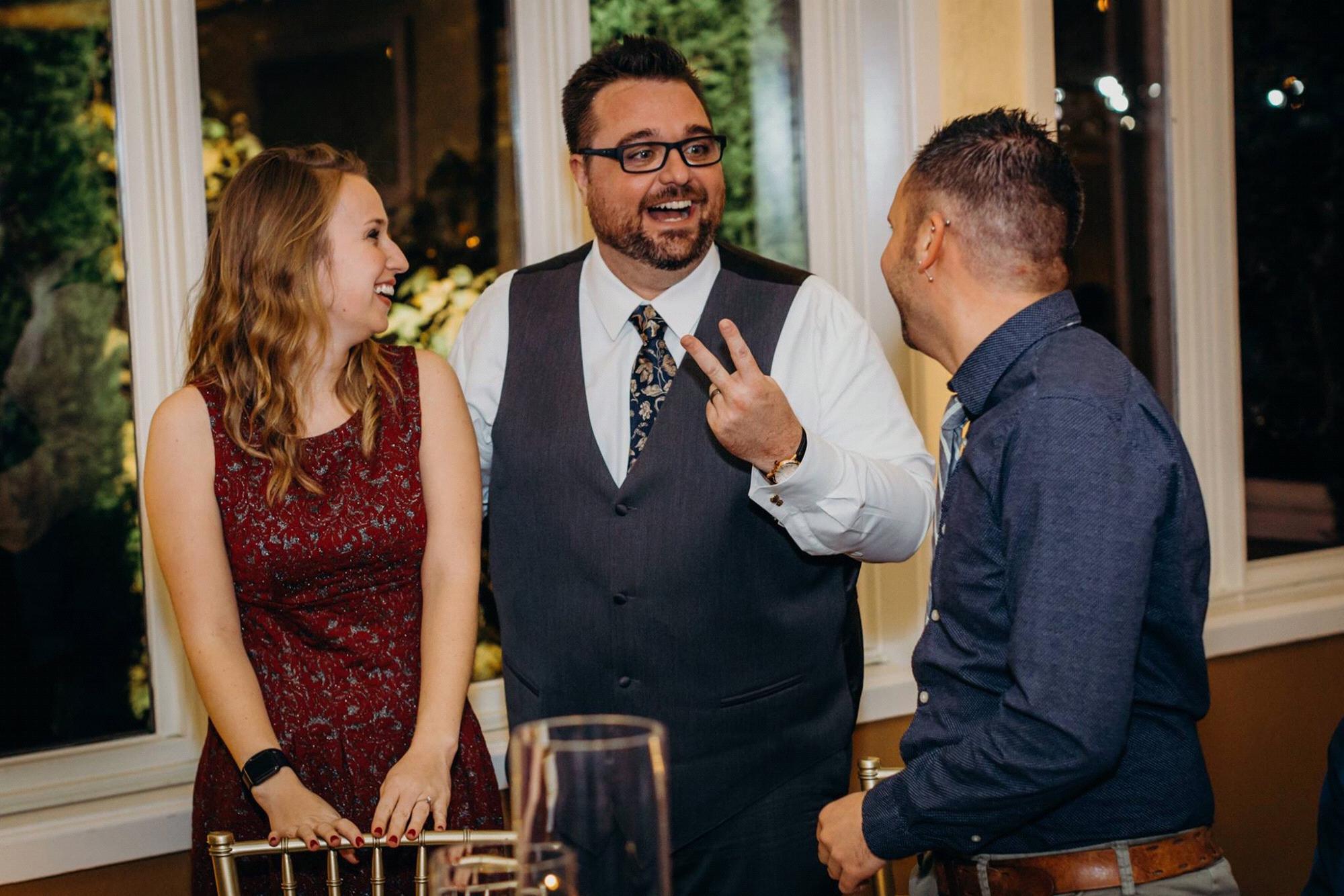 Kaylah and A.P. with Brandon at his and Katie’s wedding, only 24 hours after A.P. proposed and Kaylah said yes!