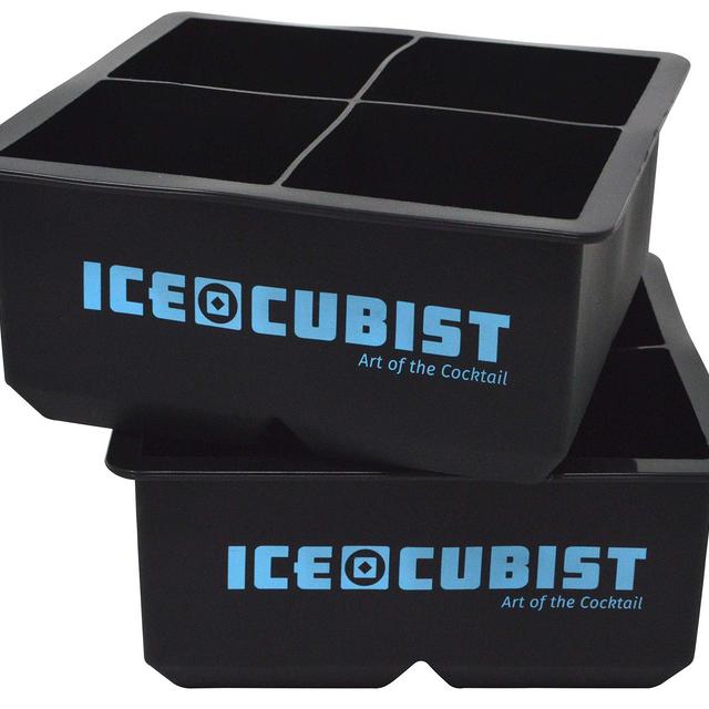 Giant Square 2.5 Inch Whiskey Ice Cube Freezer Trays - Double Extra Large Ice Cubes - 2 Tray Pack, 4 Cubes Per Tray - Makes 8 Giant 2.5 Inch Ice Cubes, BPA Free