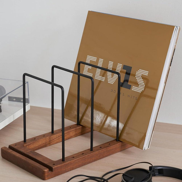 Decorative Vinyl Record Storage For Up to 75 Single Records – Sturdy LP Holder Stand Organizes All Your Favorite Classic, Oldies, or Recent Hit Albums in Style