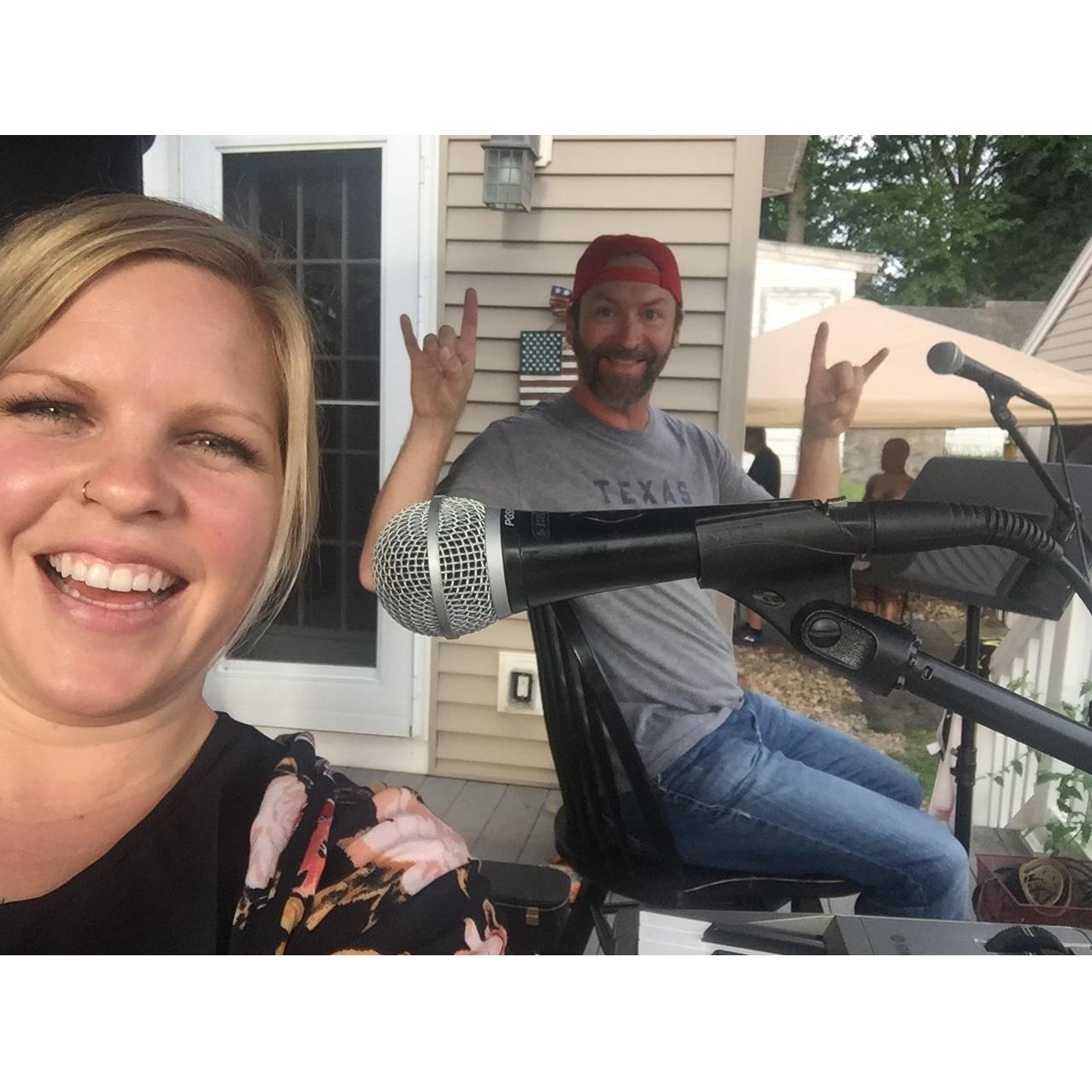 Our first legitimate music gig at our friend's backyard summer pool party.