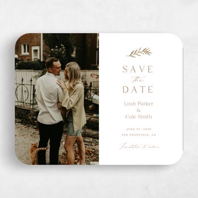 Brown Rounded Wedding Save the Date - Ronneby Photo
