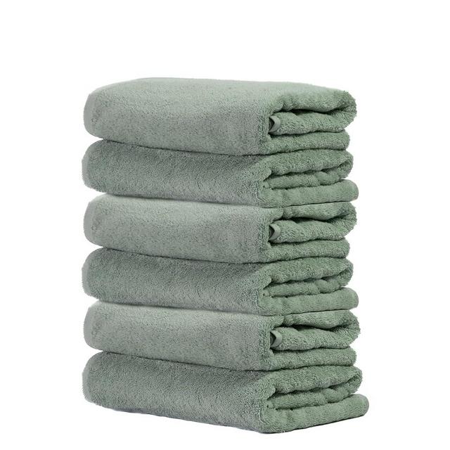 Ôhm - Terry Cloth Towel Set - 6 Extra Fluffy & Soft Bath Towels - 24x48 Inch - for Home, Hotel & Spa Turkish Cotton & Oeko-TEX Certified - Sage Green