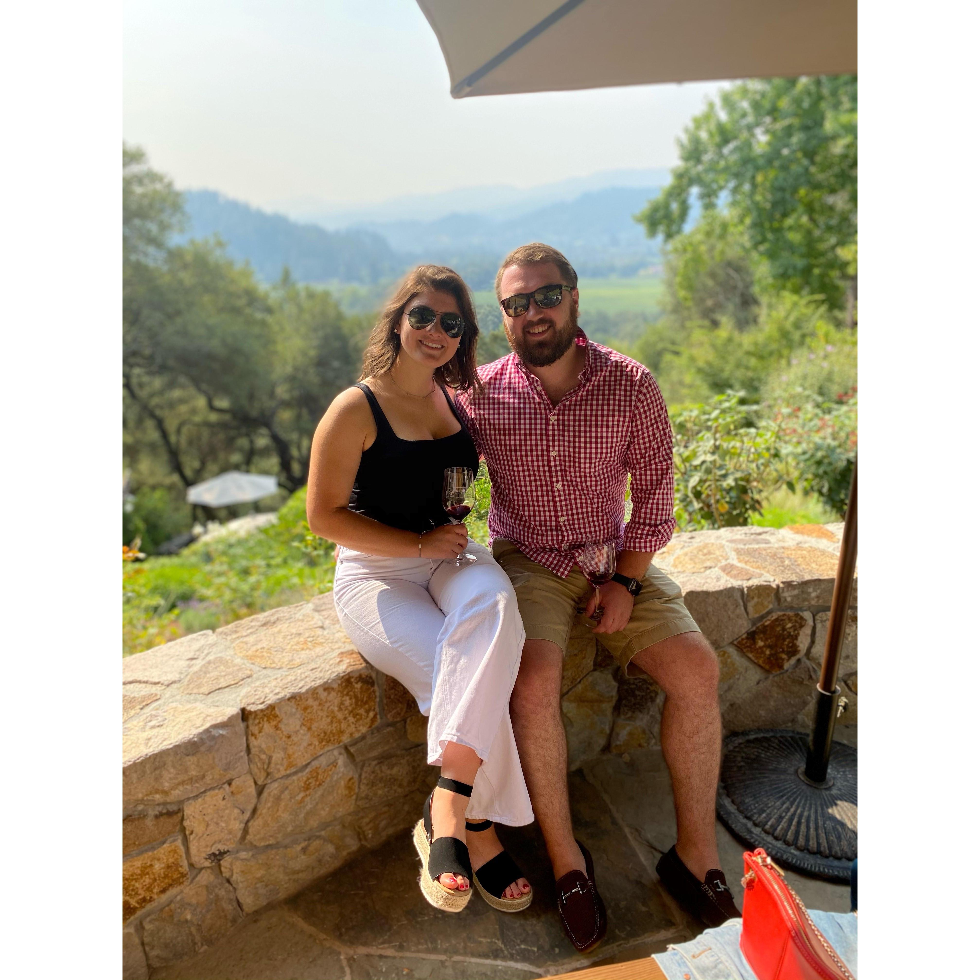 Enjoying yet another glass of wine at Rombauer. This was the first winery that Noah and Emily ever went to back in 2016.