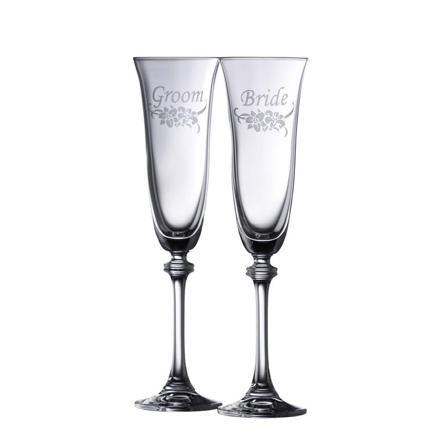 Belleek Pottery Floral Bride and Groom Liberty Flute Set