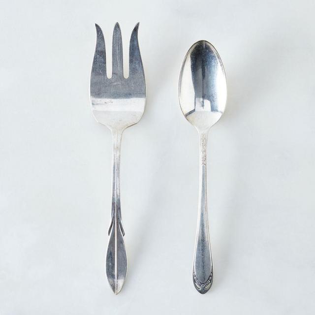 Vintage Silver-Plated Serving Fork and Spoon