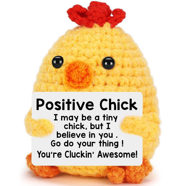 Mini Chicken Easter Basket Essentials Stuffers for Teens Kids Girls Gifts Birthday Graduation Mothers Day Positive Crochet Animals Emotional Cheer Up Support Handmade Chick for Friend Sister Daughter