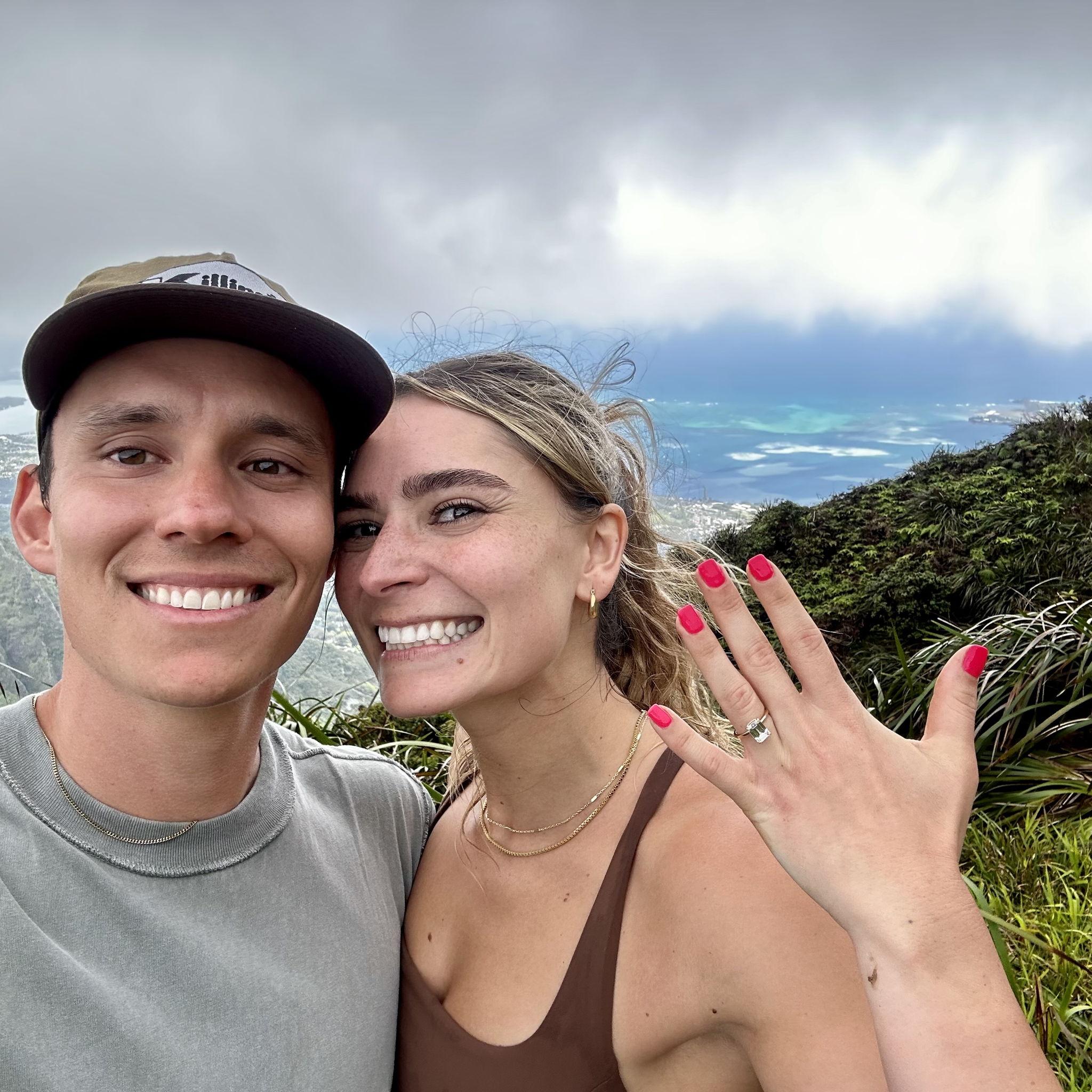 Our engagement at the top of the Stairway to Heaven in Oahu.