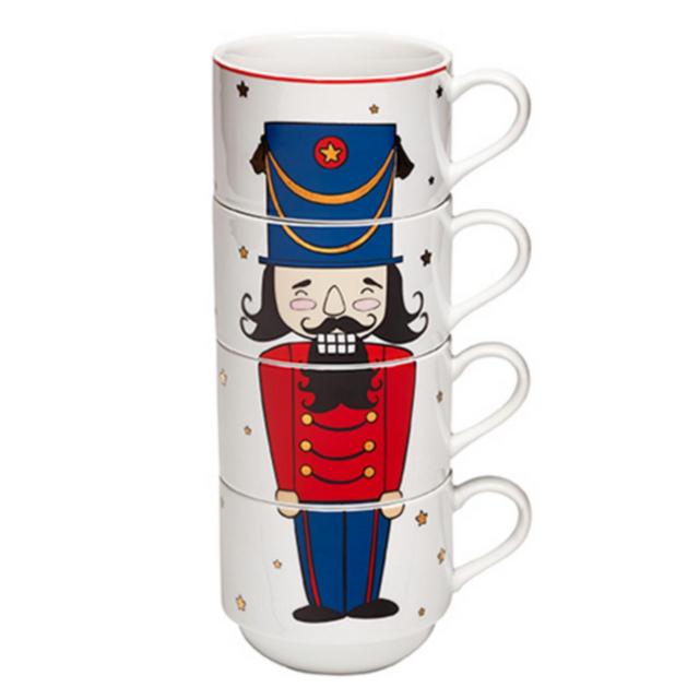 The Cellar Holiday Cheer Nutcracker Stackable Mugs, Set of 4, Created for Macy's