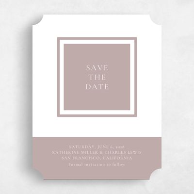 Purple Ticket Wedding Save the Date - Potter Frame