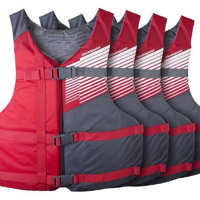 Stohlquist Fit Adult PFD 4 Pack Coast Guard Approved Universal, Red