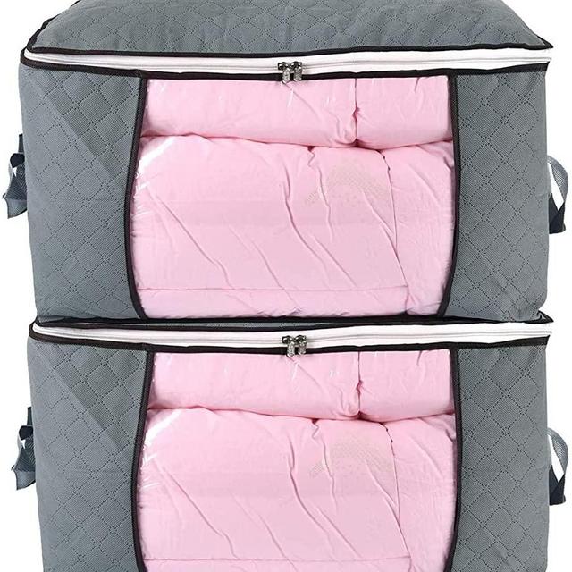 ComboCube Jumbo Zippered Storage Bag for Closet King Comforter, pillow, quilt, bedding, Clothes, Blanket Organizers with Large Clear Window & Carry Handles Space Saver
