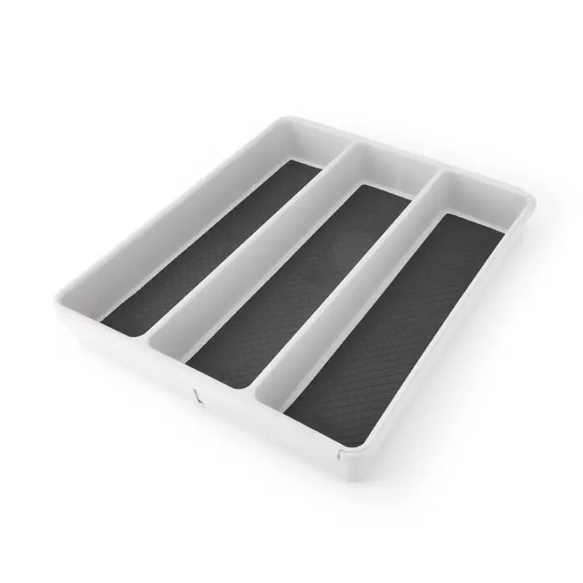 Simply Essential™ Expandable Cutlery Tray in Light Grey/Dark Grey