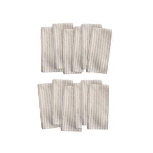 European Linen Stripe Napkins (Set of 8) in Natural/White Stripe