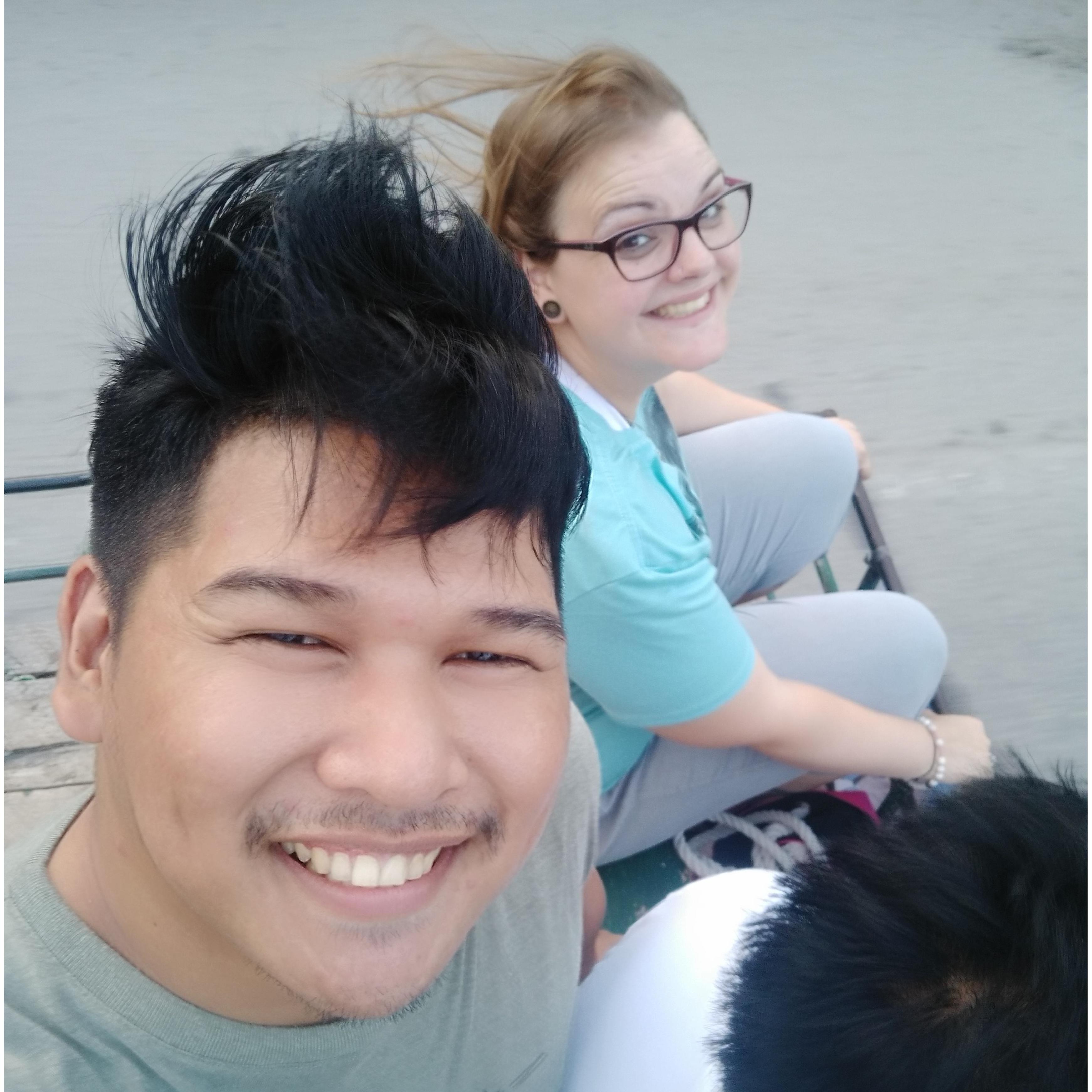 Riding in a side cart, to the mountain.