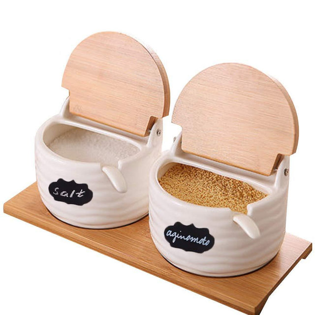 Ceramic Sugar Bowl with Lids,Set of 2 White Sugar Jar with Spoon and Labels,Porcelain Sugar Container for Kitchen,Sugar Holder for Sugar,Serving,Tea,Coffee,Spice,Salt