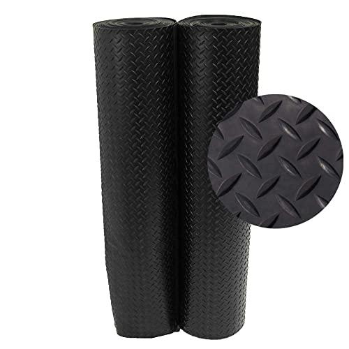 Rubber-Cal "Diamond Plate Rubber Flooring Rolls, 3mm x 4ft Wide Rolls