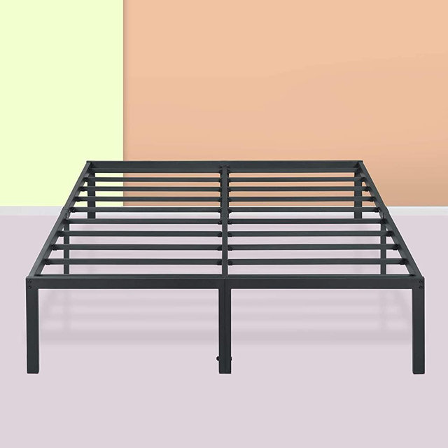 PrimaSleep Platform Bed Frame 18 Inch Ultimate Strength High Profile Heavy Duty Steel Slat/Anti-slip/Extra Support/Easy Assembly/Mattress Foundation/Noise Free/No Box Spring Needed, King, Black