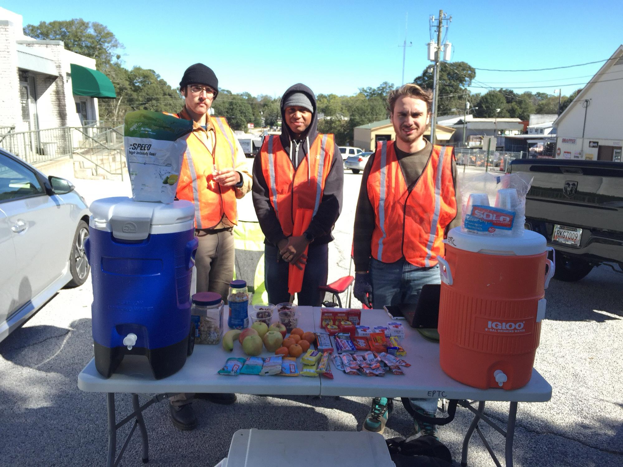Kevin, Darel, and Hodges being upstanding volunteers at Spin the Districts Gran Fondo day