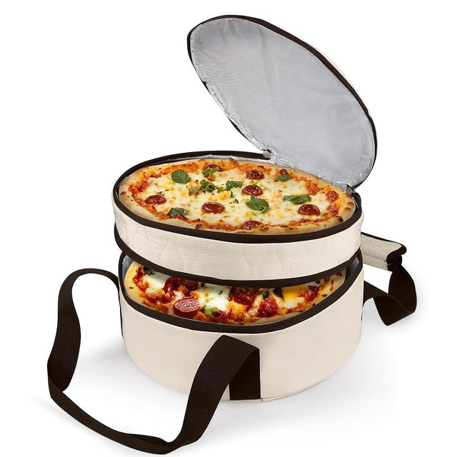 Trunab Round Double Insulated Casserole Carrier, Pie Carriers for Transport, Casserole Dish Carrier Bag for Hot or Cold Food, Wavy Texture, for Camping, Picnics, Party