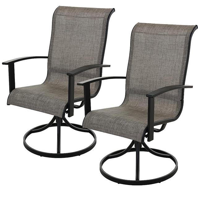 Grand patio Outdoor Swivel Rocking Patio Dining Chairs Set of 2, Outdoor Mesh Sling Swivel Rocker 2 Pieces Set for Lawn Garden Backyard Deck, Mixed Coffee
