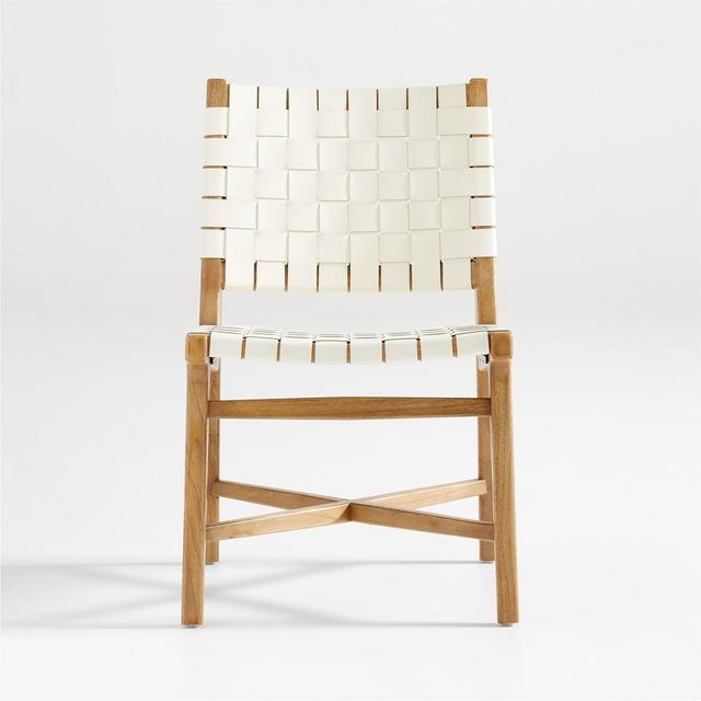 Taj White Woven Leather Dining Chair