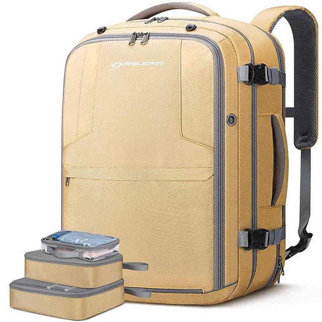 Maelstrom 40-50L Carry on Backpack,Travel Backpack for Men Women,17.3 Inch TSA Flight Approved Laptop Backpack with Hidden Shoe Bag, Expandable Large Computer Business Suitcase Backpacks-Yellow