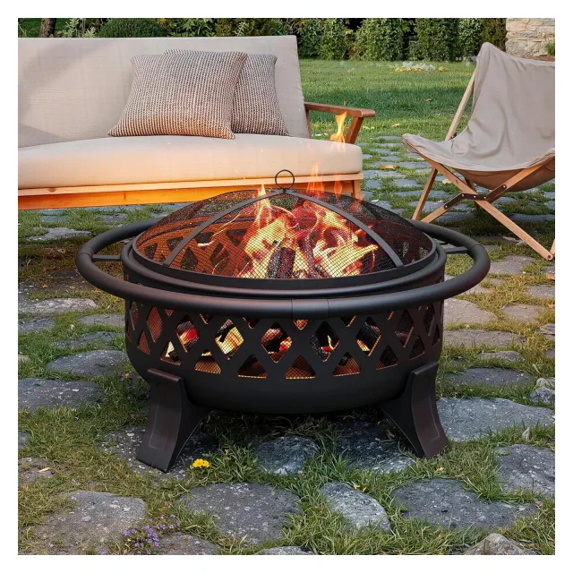 GOCAPTAIN 37 Inch Wood Burning Fire Pit with Spark Screen & Poker, Portable Outdoor Firepits for Outside Camping, Backyard, and Patio Use
