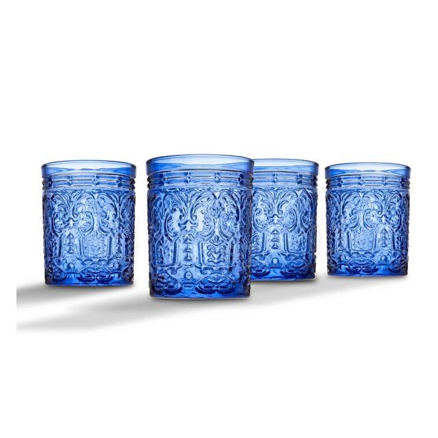 11oz 4pk Crystal Jax Double Old-Fashion Glasses Blue - Godinger Silver