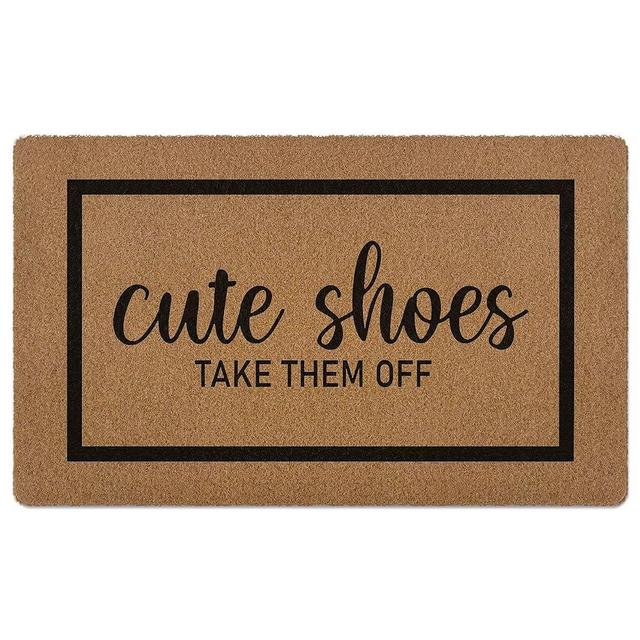 XLDLIOO Cute Shoes Take Them Off Door Mat, Funny Welcome Front Door Mat Indoor Outdoor Entrance, Rustic Artificial Coir Doormat Rugs for Porch Entry Patio Kitchen Decor 30x17in