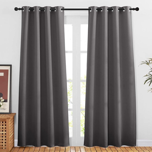 NICETOWN Blackout Doorway Curtains 80 inch Length - Grommet Room Darkening Thermal Insulated Soundproof Window Treatments for Bedroom/Closet (2 Panels, 46 x 80 Inch, Grey)