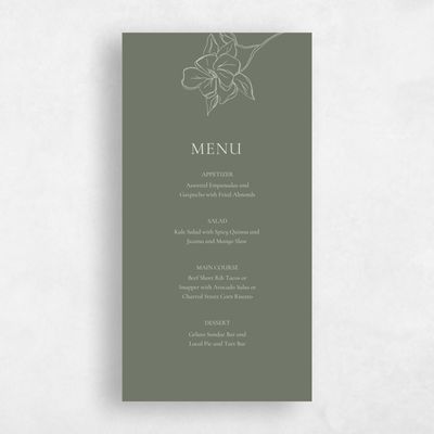Dark Sage, Green Wedding Menu - Ahlers