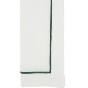 Dinner Napkin, Embroidered Trim, Jasper Green