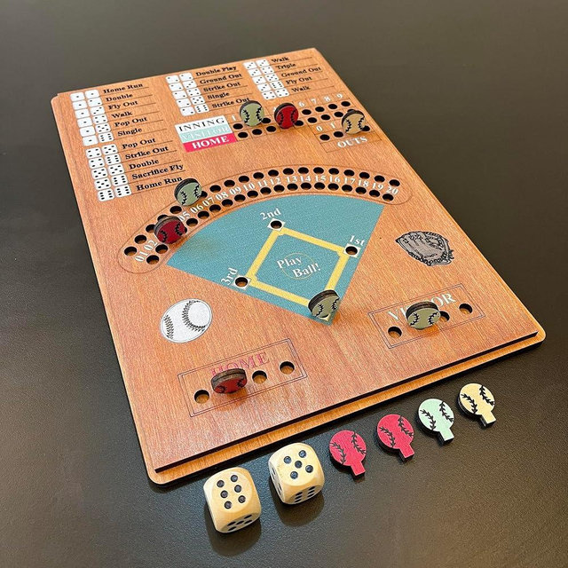 CBLKUS Baseball Dice Board Game,Fun Board Game with Dice,Wooden Baseball Games for Family,Party and Holiday Gatherings,Baseball Board Game Premium Version